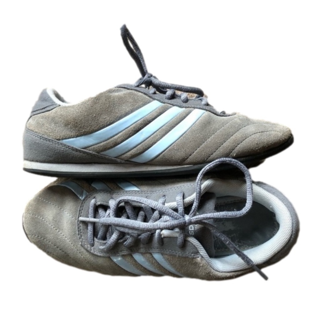 Adidas grey with baby blue three stripe shoe size 5.5